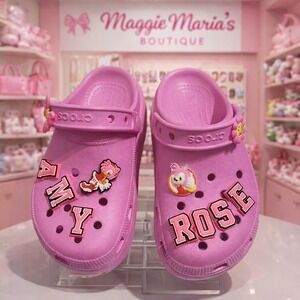 Crocs Kids Amy Rose Sonic the Hedgehog Pink Clogs J2 Custom Charms‎ Jibbitz